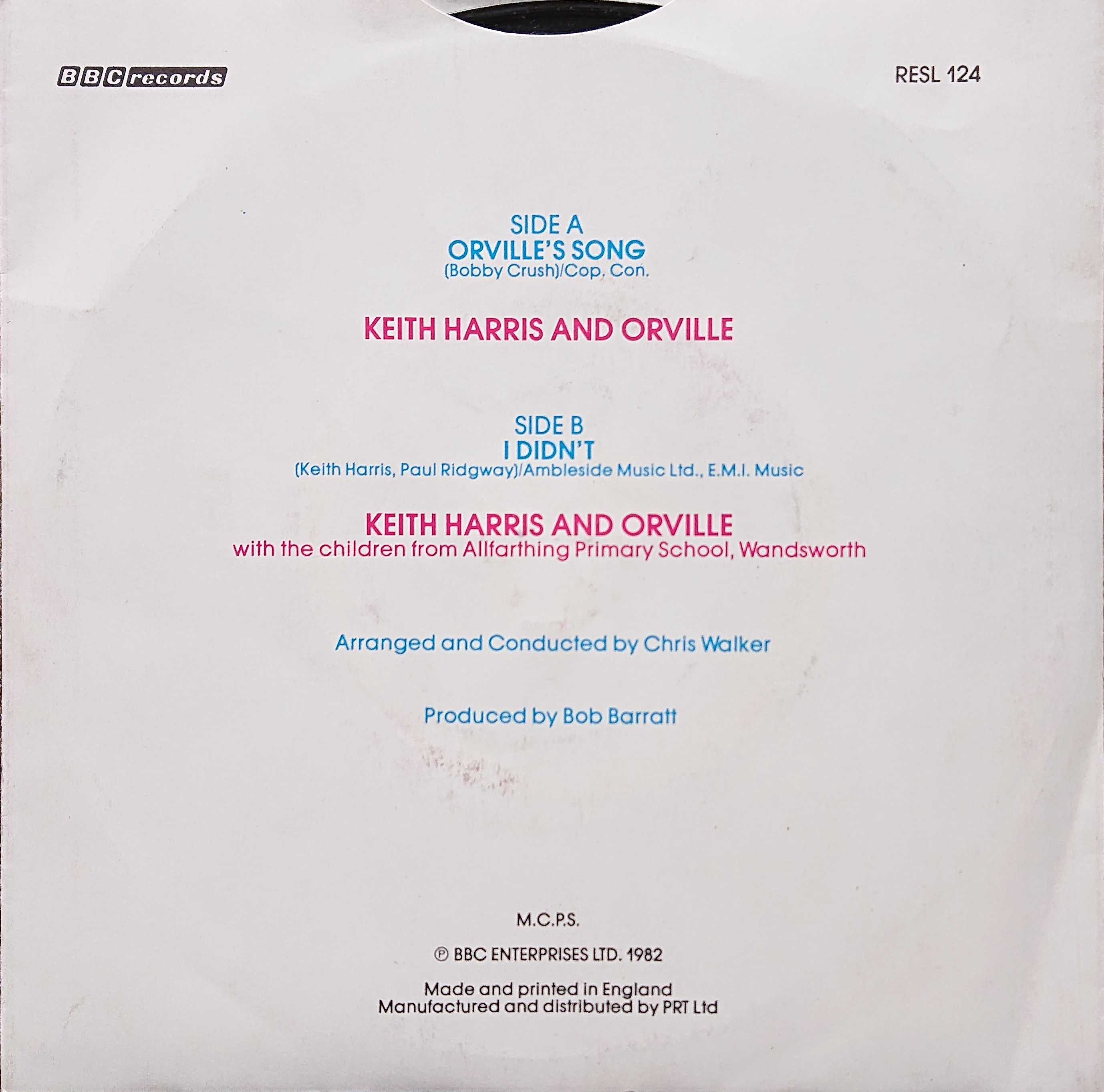 Picture of RESL 124-iD Orville's song by artist Keith Harris and Orville from the BBC records and Tapes library